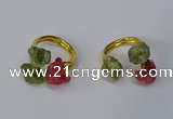NGR214 5*8mm - 6*10mm freeform druzy agate & peridot rings wholesale