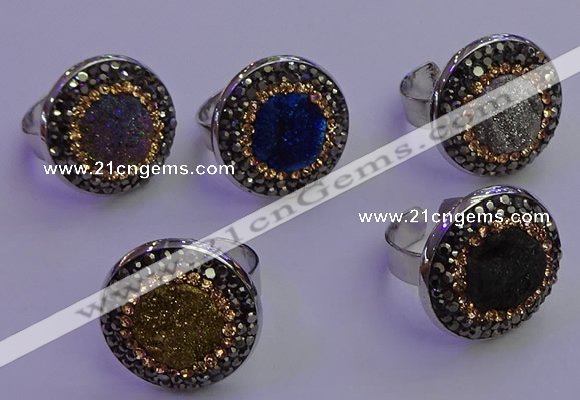 NGR2143 20mm - 22mm coin plated druzy agate gemstone rings