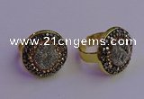 NGR2145 20mm - 22mm coin plated druzy agate gemstone rings