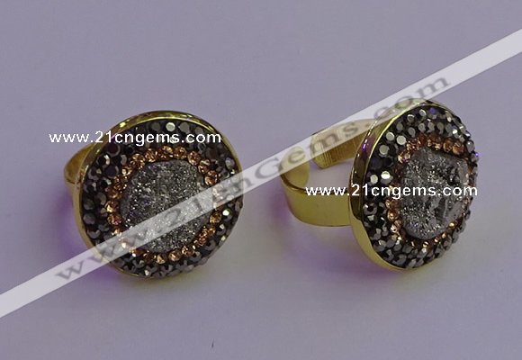 NGR2145 20mm - 22mm coin plated druzy agate gemstone rings