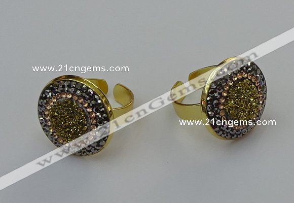 NGR2148 20mm - 22mm coin plated druzy agate rings wholesale
