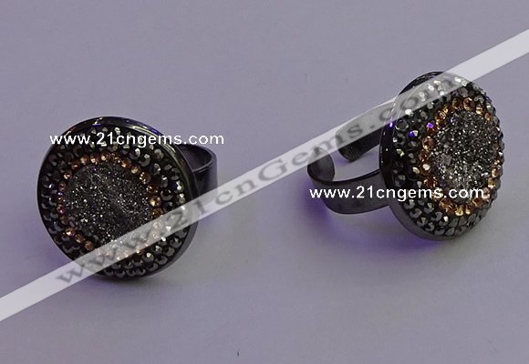 NGR2153 20mm - 22mm coin plated druzy agate gemstone rings