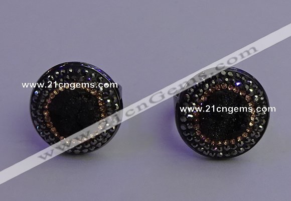 NGR2155 20mm - 22mm coin plated druzy agate gemstone rings