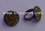 NGR2156 20mm - 22mm coin plated druzy agate gemstone rings