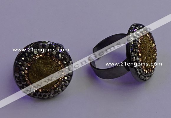 NGR2156 20mm - 22mm coin plated druzy agate gemstone rings