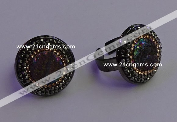 NGR2158 20mm - 22mm coin plated druzy agate gemstone rings