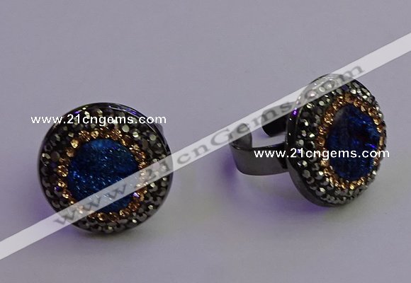 NGR2159 20mm - 22mm coin plated druzy agate gemstone rings