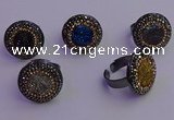 NGR2160 20mm - 22mm coin plated druzy agate gemstone rings