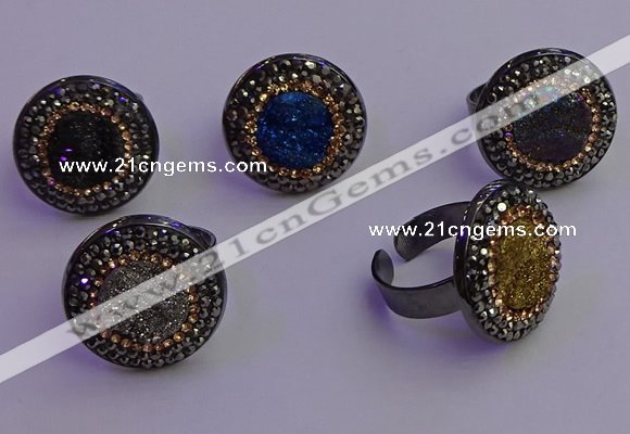 NGR2160 20mm - 22mm coin plated druzy agate gemstone rings