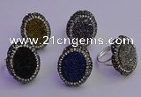 NGR2169 22*28mm - 22*30mm flower plated druzy agate rings