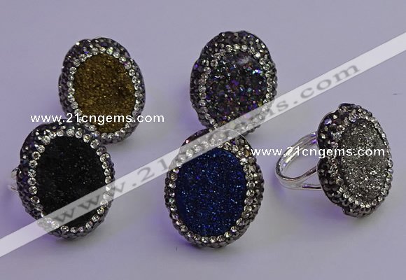 NGR2169 22*28mm - 22*30mm flower plated druzy agate rings