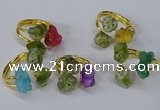 NGR217 5*8mm - 6*10mm freeform druzy agate & peridot rings wholesale