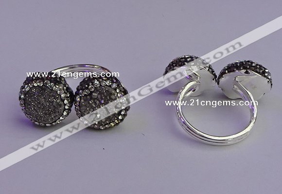 NGR2172 12mm - 14mm coin plated druzy agate rings wholesale