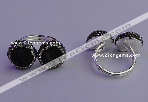 NGR2174 12mm - 14mm coin plated druzy agate rings wholesale