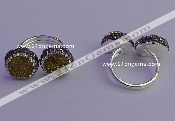 NGR2175 12mm - 14mm coin plated druzy agate rings wholesale