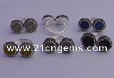 NGR2179 12mm - 14mm coin plated druzy agate rings wholesale