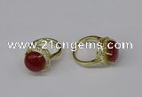 NGR224 12mm flat round agate gemstone rings wholesale