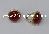 NGR234 20mm flat round agate gemstone rings wholesale