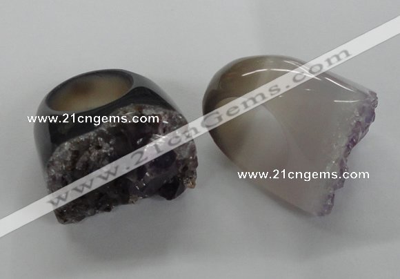 NGR27 25*35mm - 30*40mm freeform druzy amethyst gemstone rings