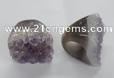 NGR28 35*40mm - 40*45mm freeform druzy amethyst gemstone rings