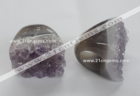 NGR28 35*40mm - 40*45mm freeform druzy amethyst gemstone rings