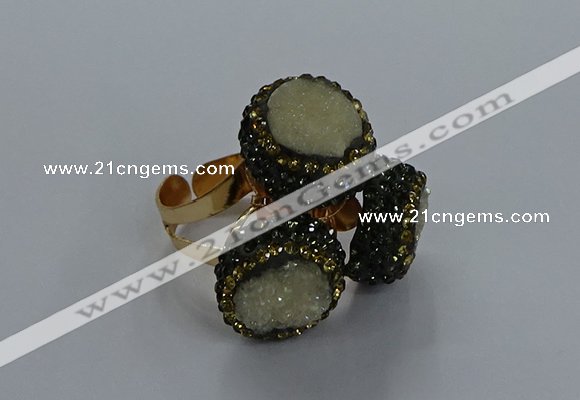 NGR290 14mm - 16mm coin plated druzy agate gemstone rings