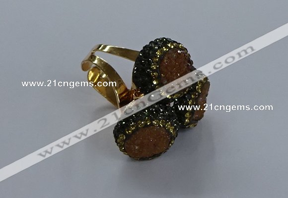 NGR291 14mm - 16mm coin plated druzy agate gemstone rings