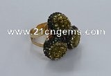 NGR293 14mm - 16mm coin plated druzy agate gemstone rings