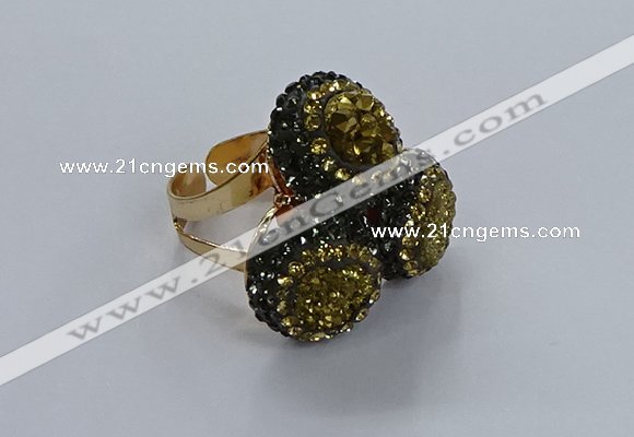 NGR293 14mm - 16mm coin plated druzy agate gemstone rings