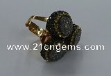 NGR294 14mm - 16mm coin plated druzy agate gemstone rings