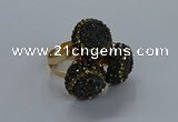 NGR296 14mm - 16mm coin plated druzy agate gemstone rings