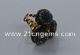 NGR297 14mm - 16mm coin plated druzy agate gemstone rings