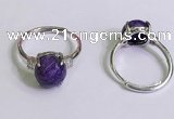 NGR3004 925 sterling silver with 10mm flat  round charoite rings