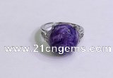 NGR3010 925 sterling silver with 14mm flat  round charoite rings