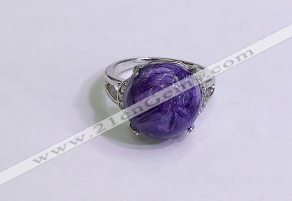 NGR3010 925 sterling silver with 14mm flat  round charoite rings