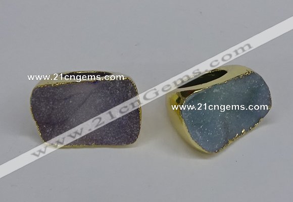 NGR302 25*40mm - 30*35mm freeform druzy agate gemstone rings