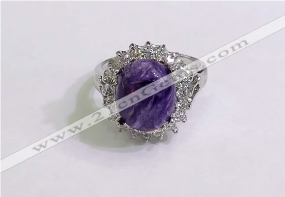 NGR3024 925 sterling silver with 10*12mm oval charoite rings