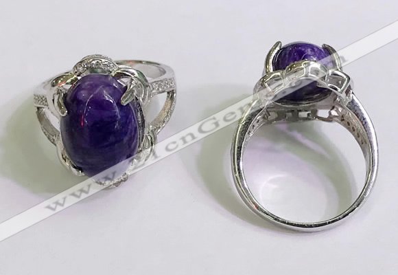 NGR3030 925 sterling silver with 10*14mm oval charoite rings