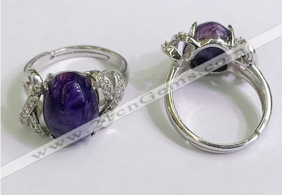 NGR3031 925 sterling silver with 10*14mm oval charoite rings