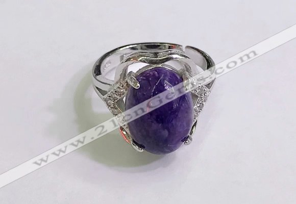 NGR3032 925 sterling silver with 10*14mm oval charoite rings