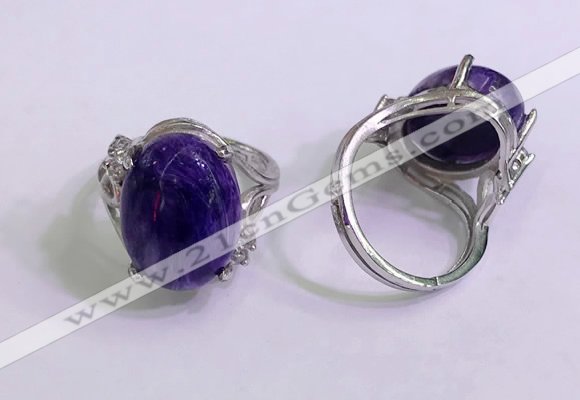 NGR3042 925 sterling silver with 12*16mm oval charoite rings