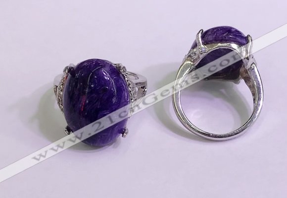 NGR3048 925 sterling silver with 15*20mm oval charoite rings