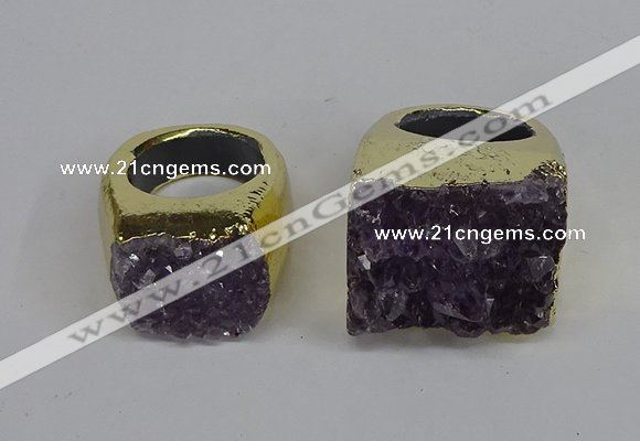 NGR311 25*40mm - 30*35mm freeform druzy amethyst gemstone rings