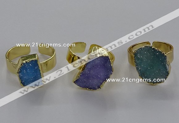 NGR315 10*14mm - 13*18mm freeform druzy agate gemstone rings