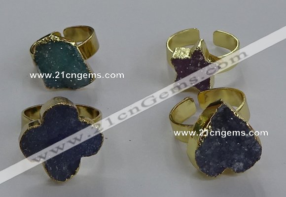 NGR323 10*14mm - 18*20mm freeform druzy agate gemstone rings