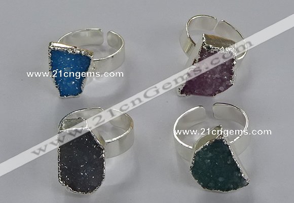 NGR325 13*18mm - 15*20mm freeform druzy agate gemstone rings