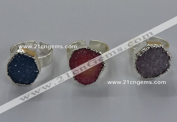 NGR327 16*18mm - 18*20mm freeform druzy agate gemstone rings