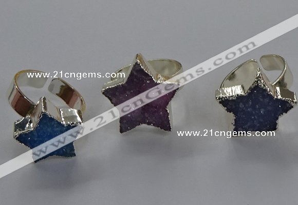 NGR331 15*16mm - 16*18mm star druzy agate gemstone rings