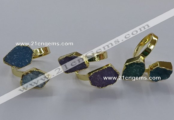 NGR337 13*18mm - 15*20mm freeform druzy agate gemstone rings