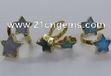 NGR345 15*15mm - 18*18mm star druzy agate gemstone rings